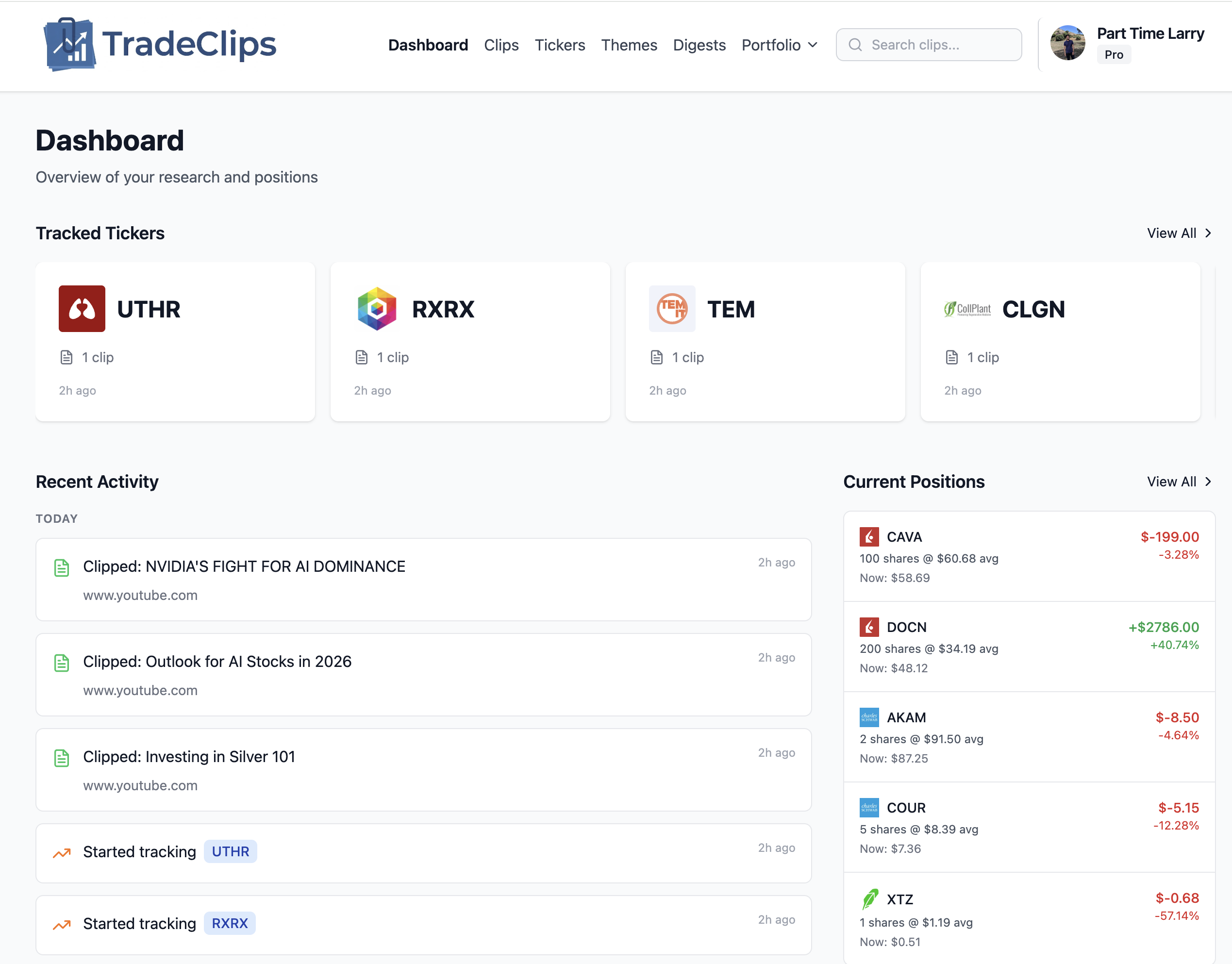 TradeClips Dashboard